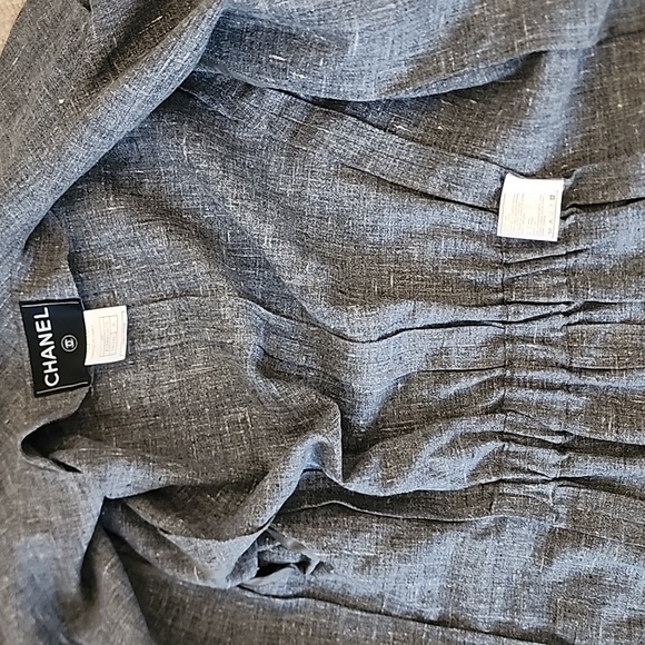 SOLD! Chanel 2Pc Smoke Gray Dress Peplum Jacket Suit Linen CC Buttons FR 36 US 4 - Picture 16 of 16